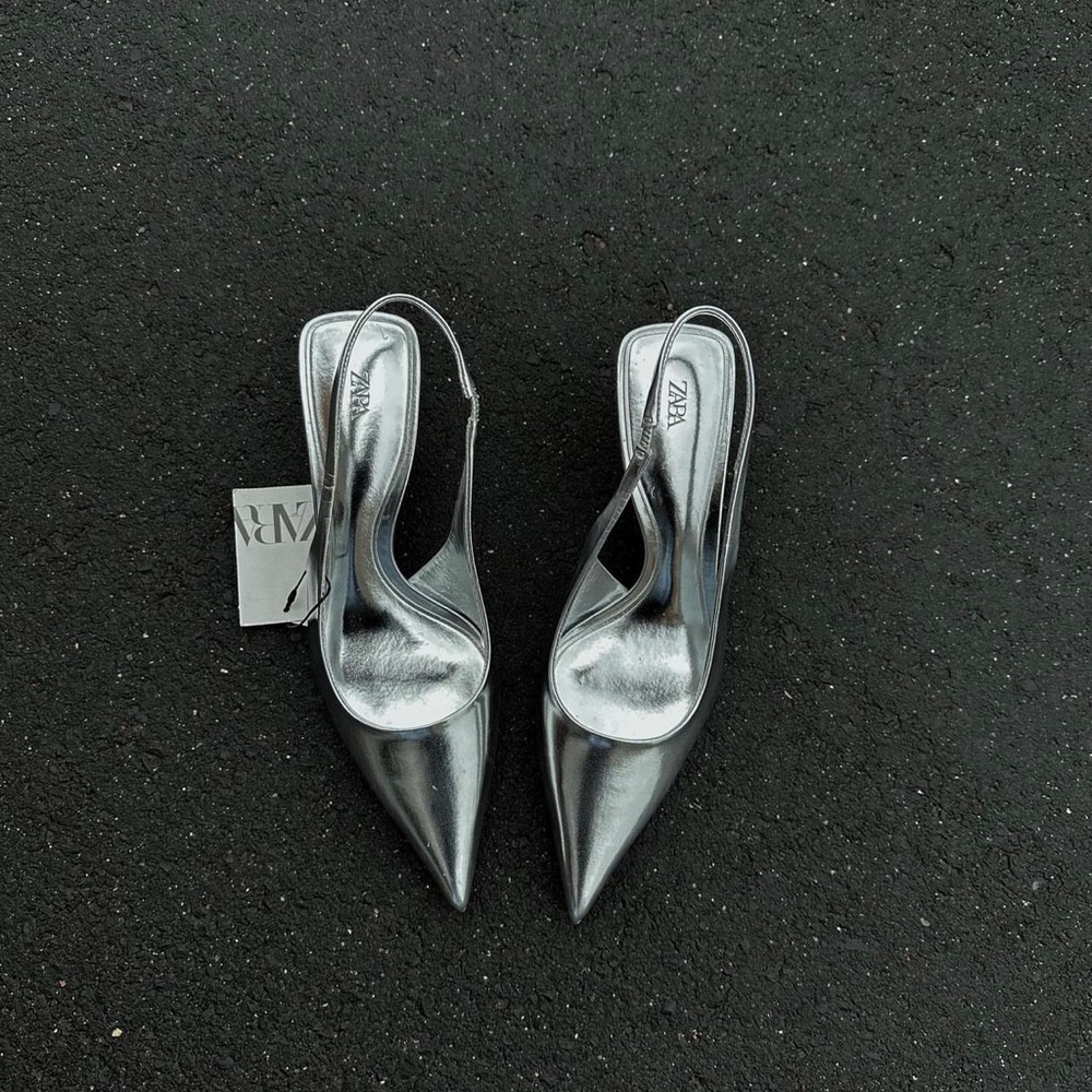 ❌SOLD❌NWT Zara Leather Slingback Shoes Size 7.5(38) - Picture 1 of 10